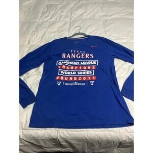 2011 Nike Texas Rangers American League Champions Long Sleeve Shirts Size Large